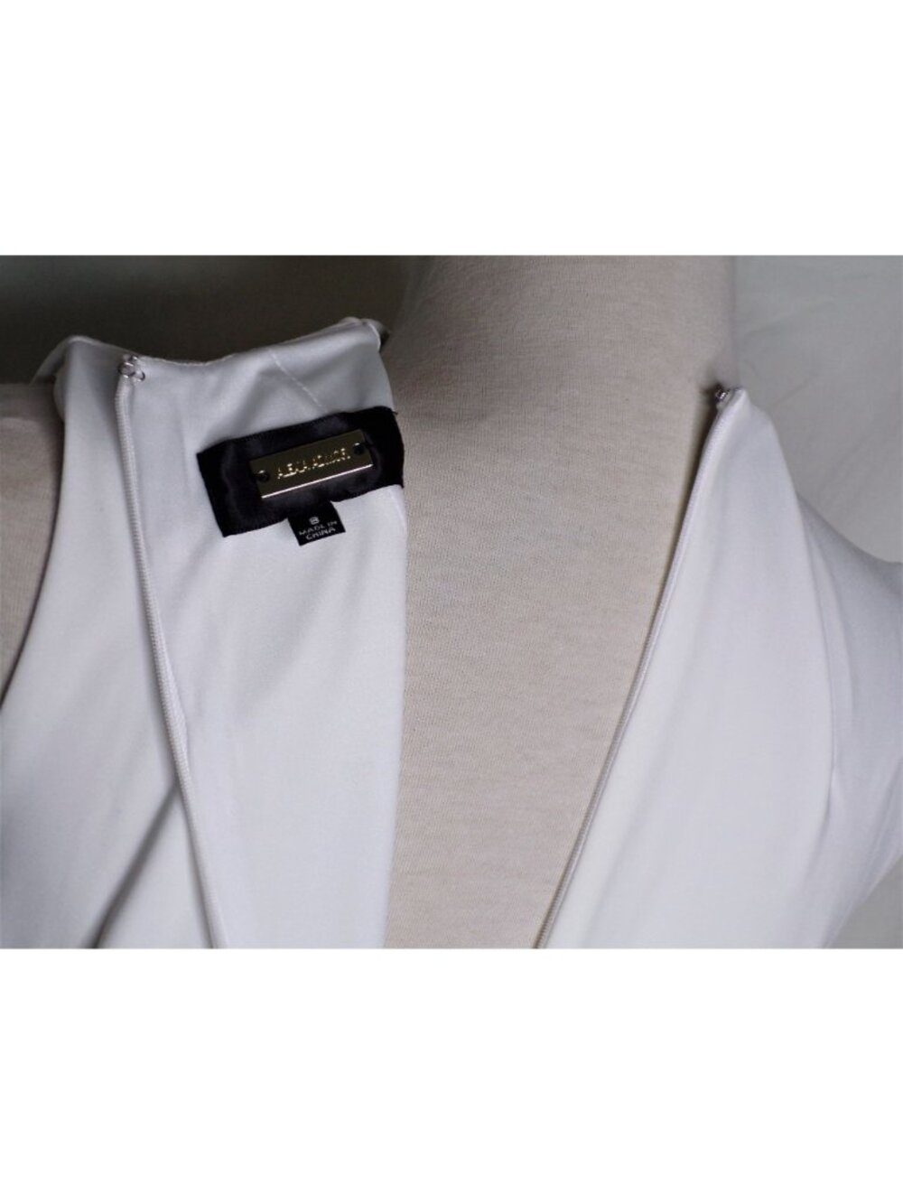🆕ALEXIA ADMOR Mock Neck Belted Sheath Dress Ivory Cream 8 - Picture 11 of 11